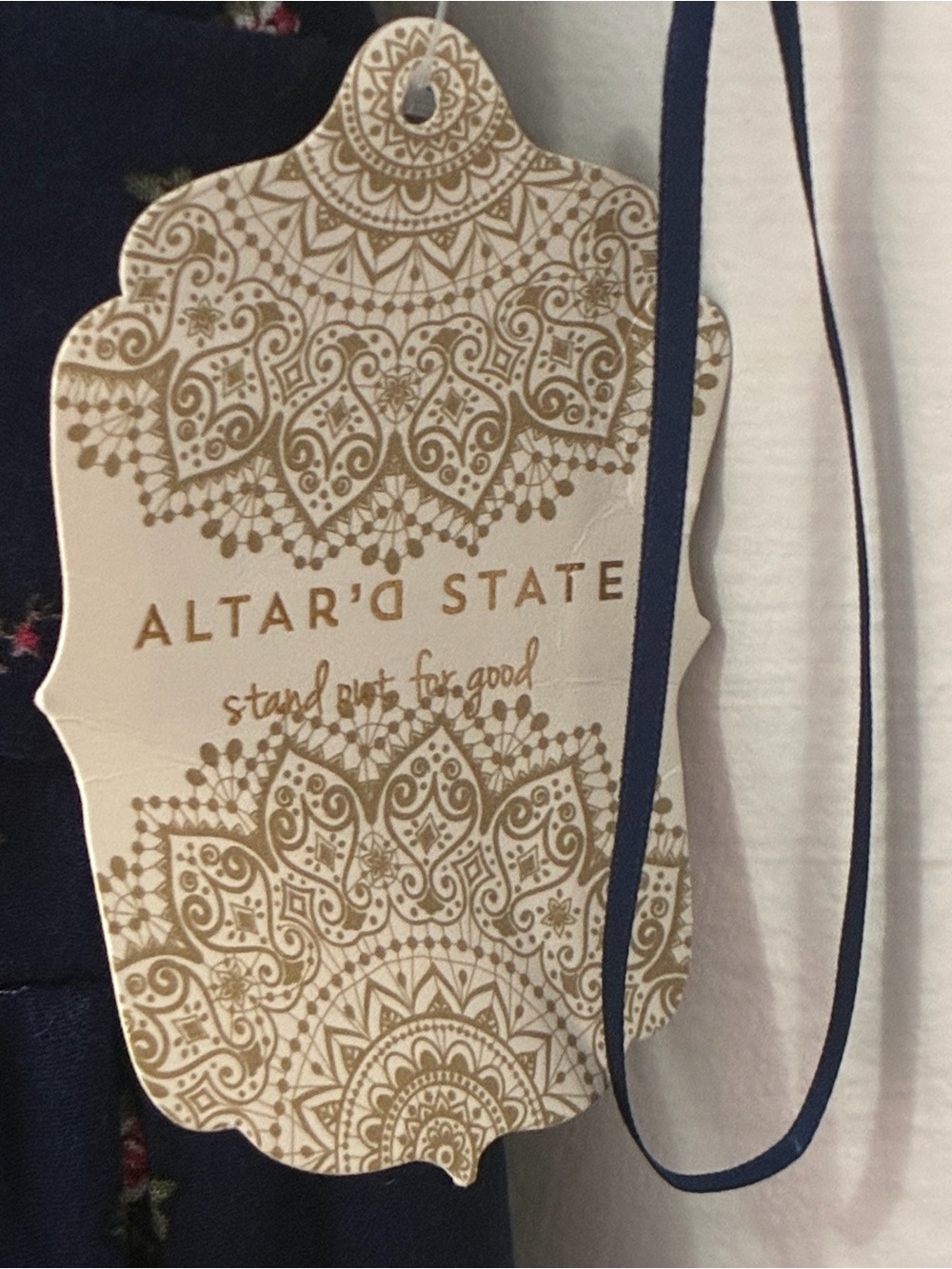 Altar'd State Navy Maxi Dress with Pink Floral Accents - Picture 6 of 11